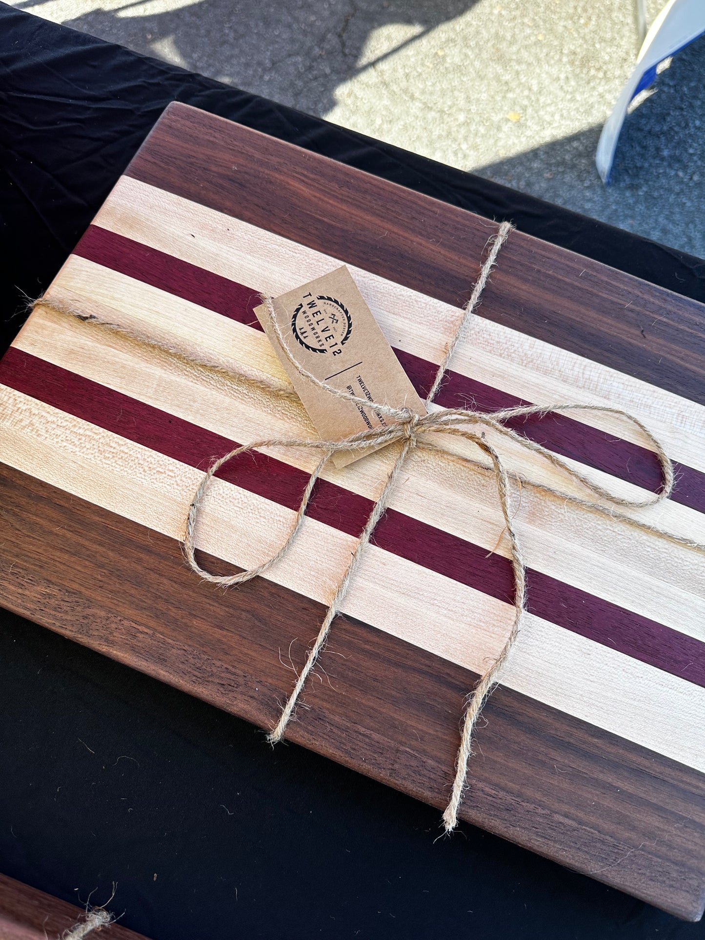 Edge-grain Cutting Board 15x11x1.5 (Walnut, Maple, Purpleheart)