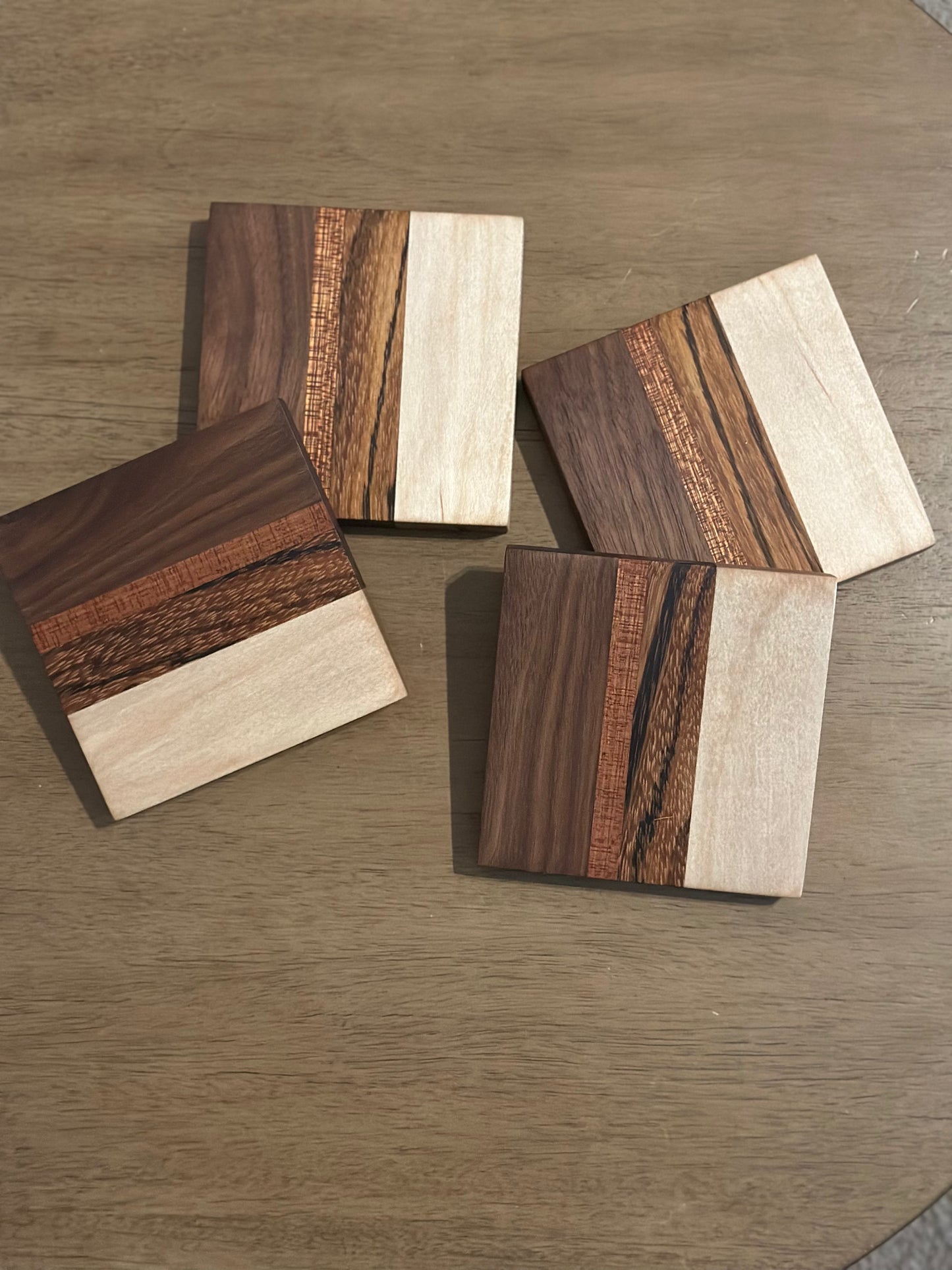 Coaster set (Walnut, Maple, Sapele, Zebrawood)