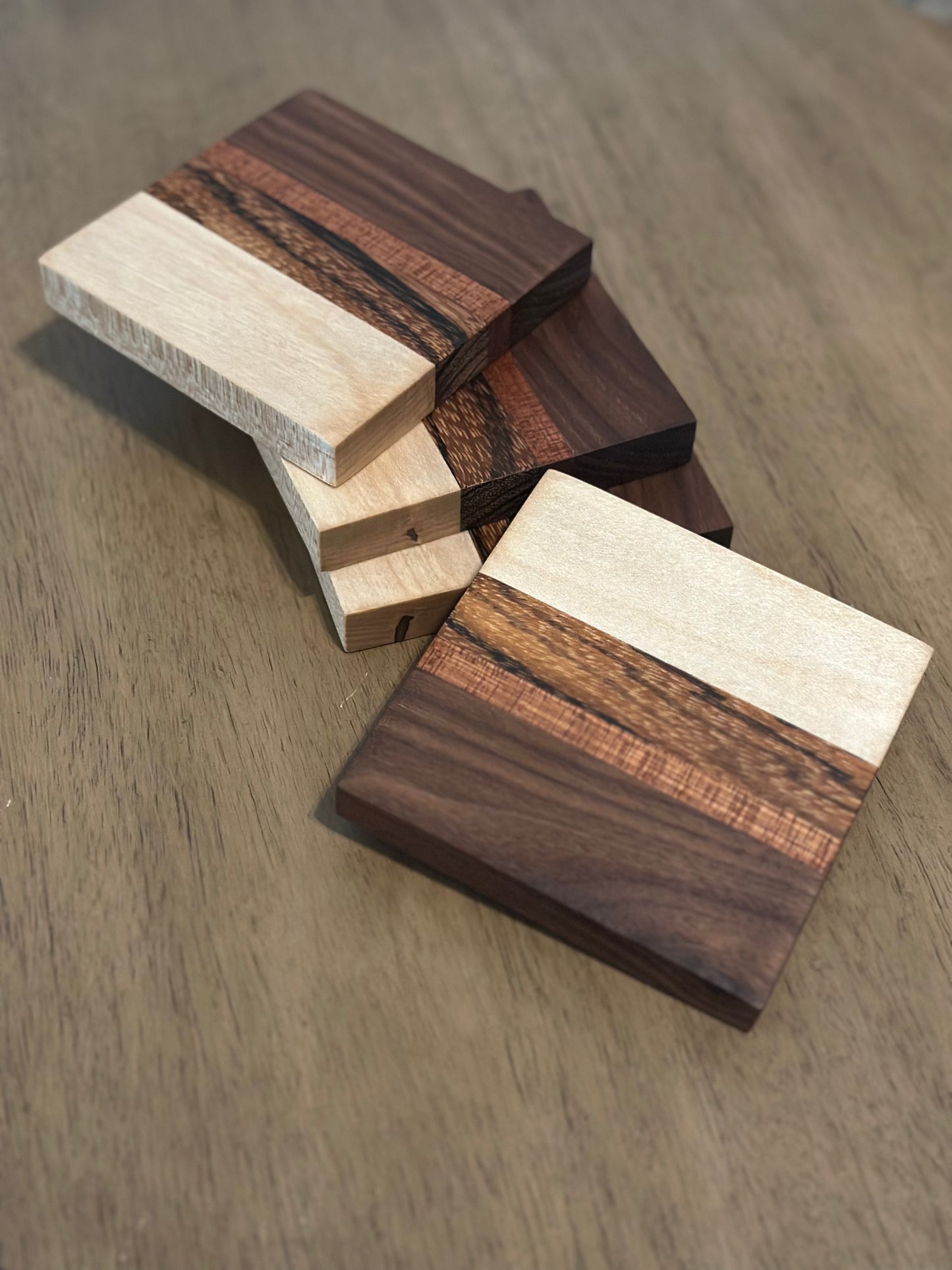 Coaster set (Walnut, Maple, Sapele, Zebrawood)