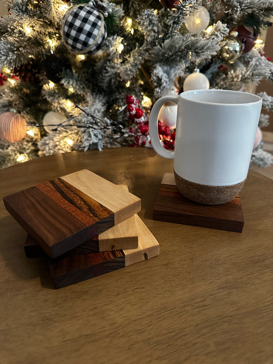 Coaster set (Walnut, Maple, Sapele, Zebrawood)